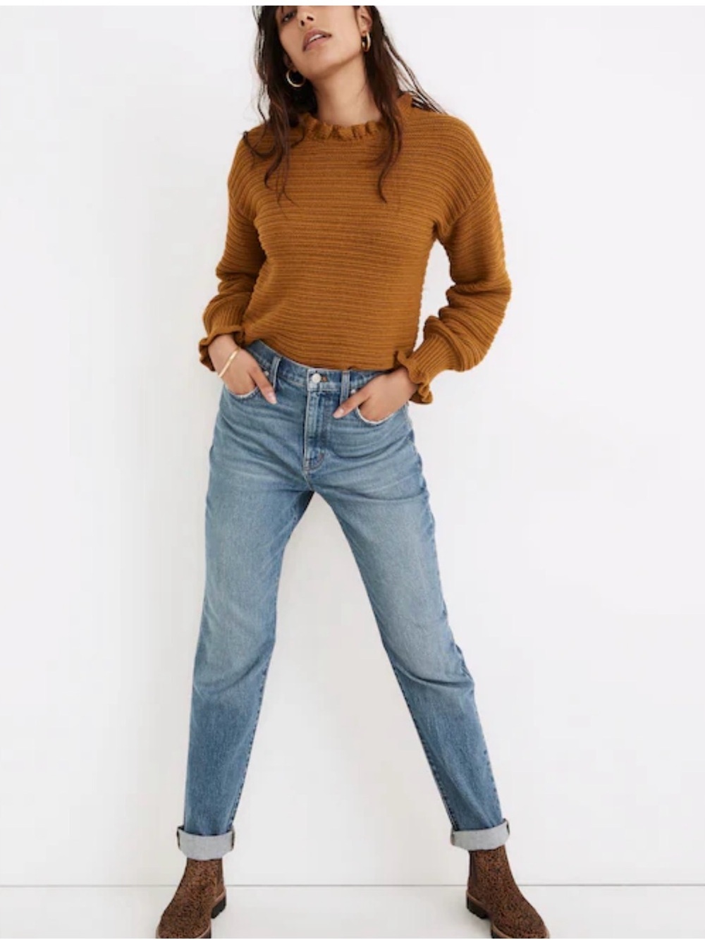 Madewell High-Rise Slim Boyfriend Jean in Neal Wash:TENCEL Denim Edition Size 32